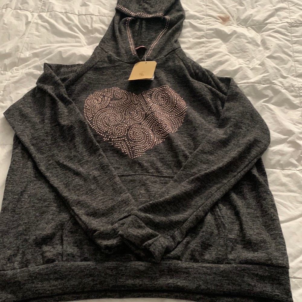 NWOT 2X SJS Hooded Sweatshirt with Rose Gold Heart